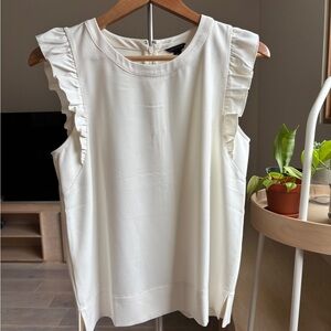 Ann Taylor Cream Ruffled Sleeveless Blouse